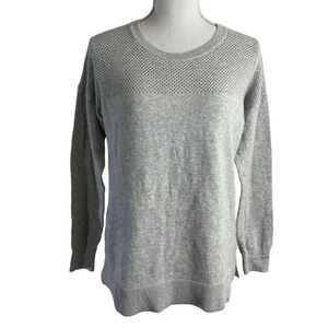 Banana Republic Light Heather Gray Sweater Small Open Tight Knit Mix Pullover